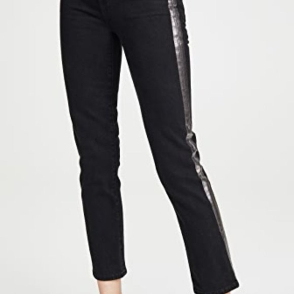J Brand Black Skinny Jeans w/ Metallic Side Stripe –Size 28 | Cropped 26” Inseam